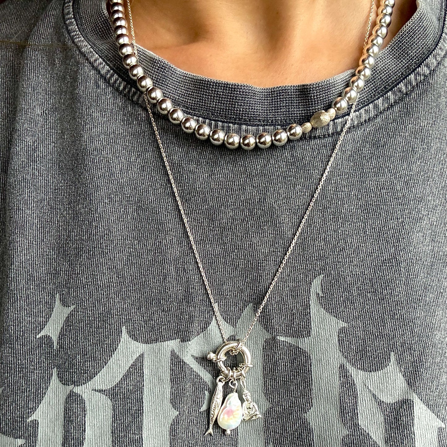 Personalized Silver Necklace with Charms
