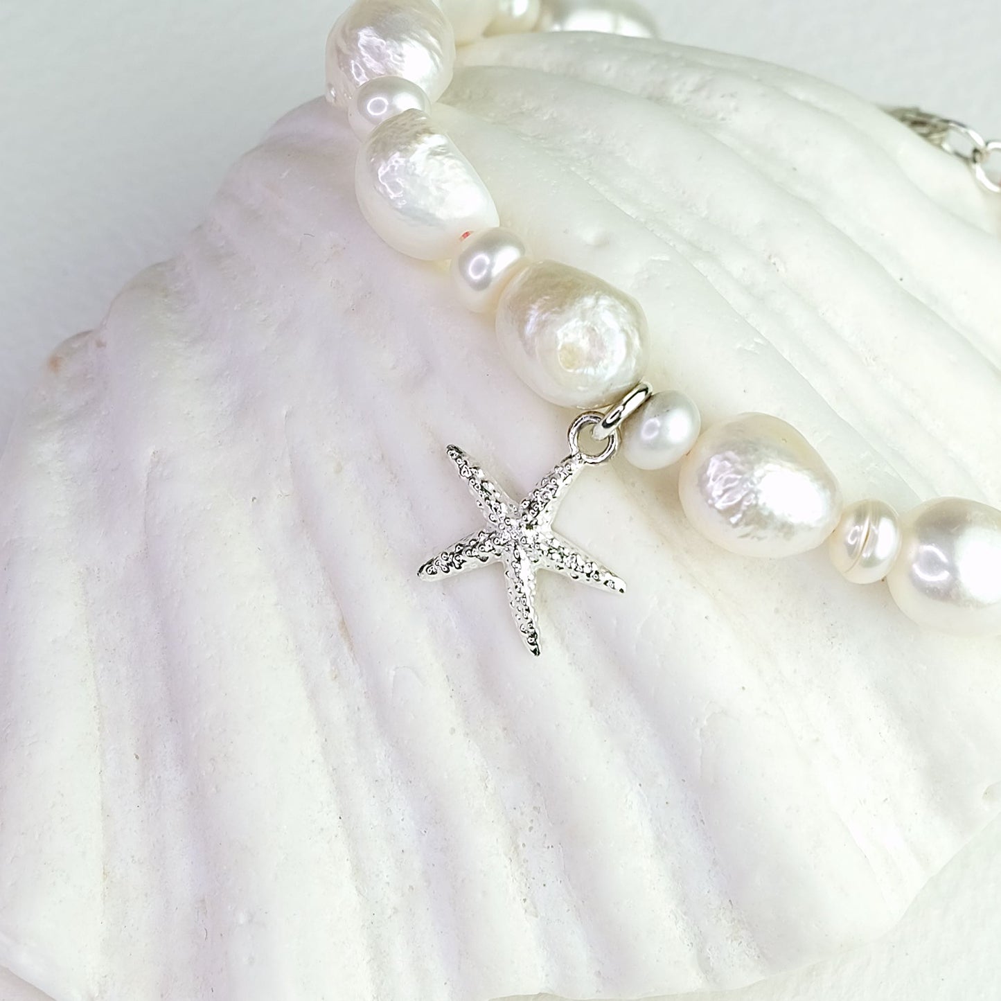 Pearl Bracelet with Starfish Charm