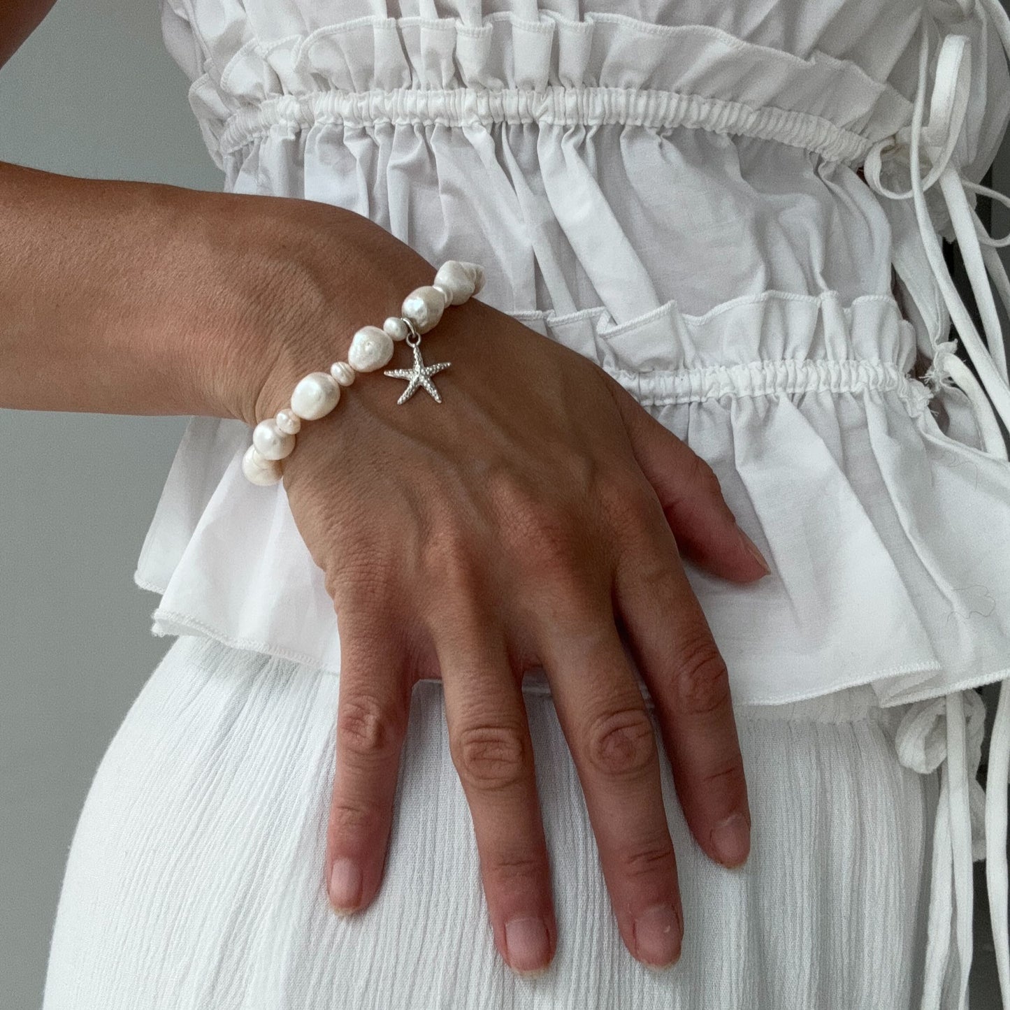 Pearl Bracelet with Starfish Charm