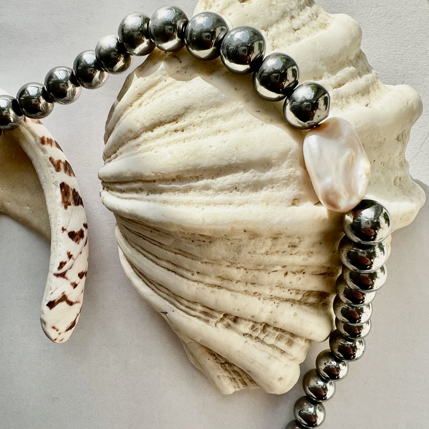 Hematite and Pearl Necklace